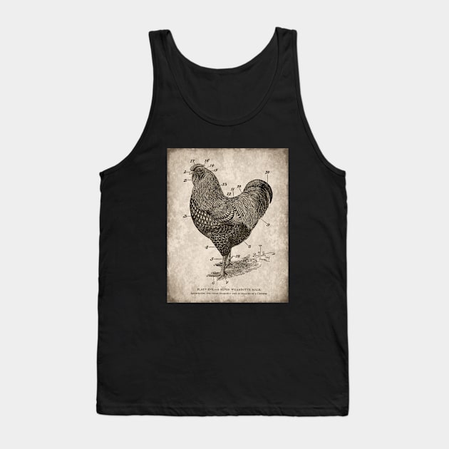 Vintage Chicken, Silver Wyandotte Tank Top by DownThePath